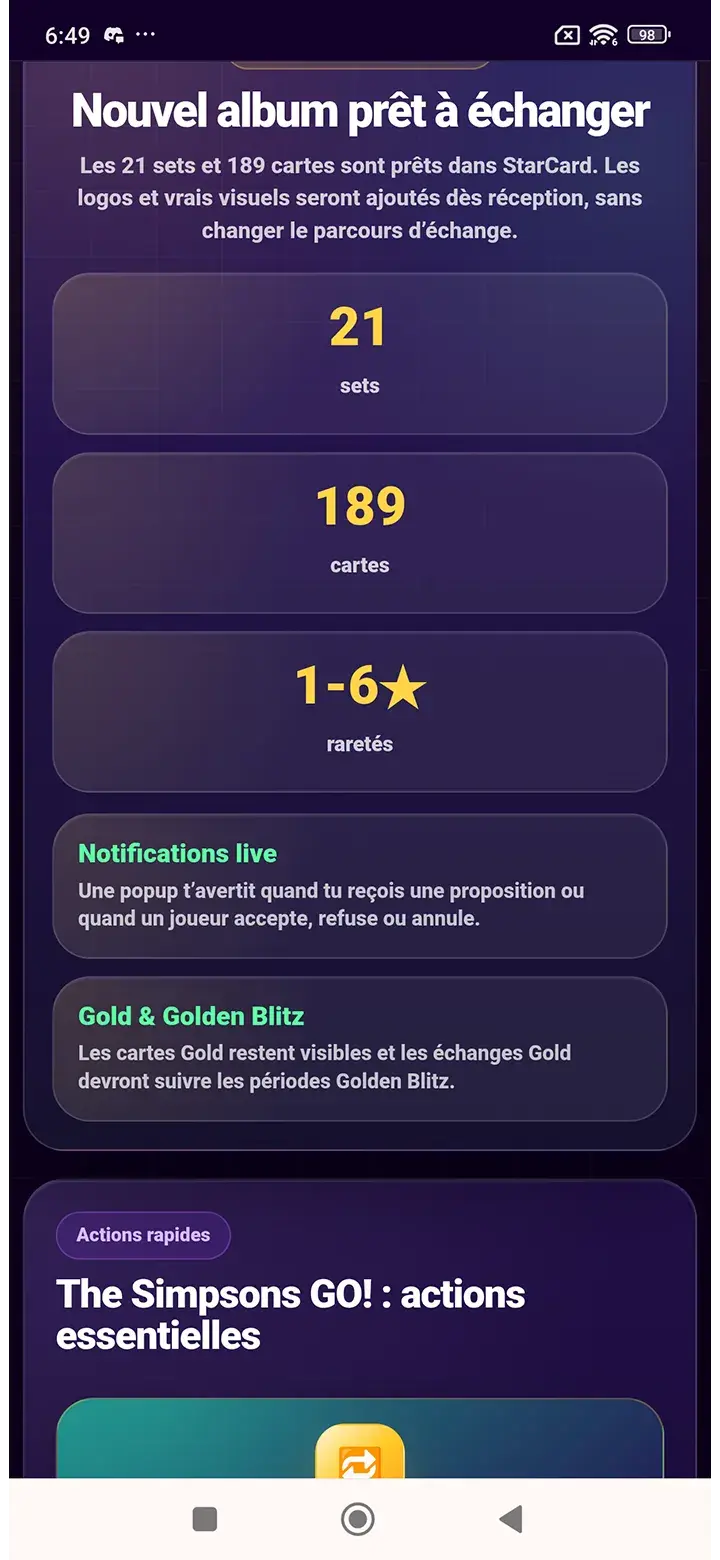 Présentation de l’album dans l’application StarCard
